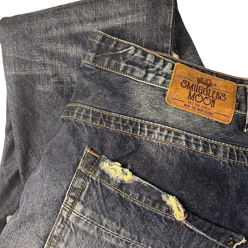 Smugglers Moon Jeans Mens 42x35 Relaxed Fit Button Fly Denim Distressed